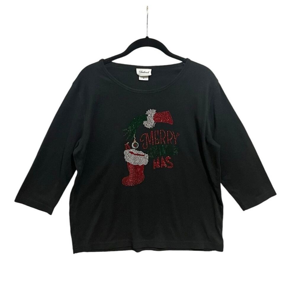 Holiday Christmas Grinch Rhinestone Merry Grinchmas Kitchsy Distinct Shirt Sz M